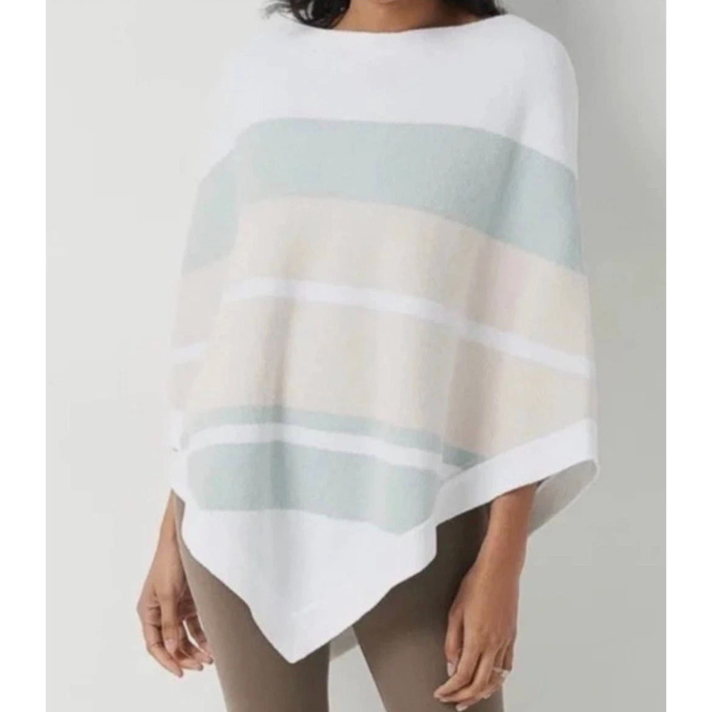 Barefoot Dreams Ocean Breeze Poncho OS Multi Stripe Pink CozyChic Ultra Lite New